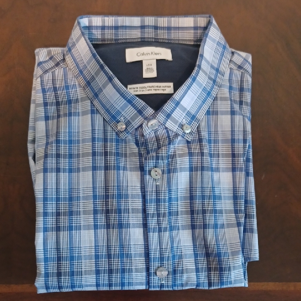 Calvin Klein Blue Plaid Men's Shirt